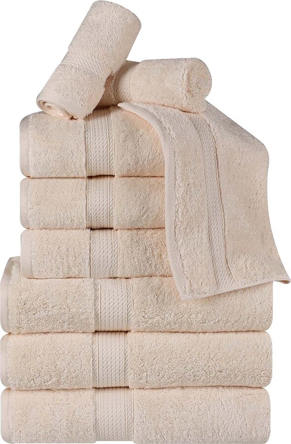 Superior Egyptian Cotton 9Pc Plush Heavyweight Absorbent Luxury Soft Towel Set