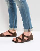 Thumbnail for your product : ASOS DESIGN Sandals In Brown Leather With Tape Straps