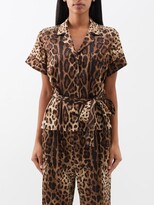 Belted Leopard-print Satin Shirt - Le 