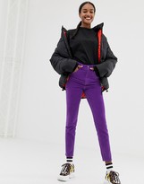 Thumbnail for your product : ASOS DESIGN super high waisted firm skinny jeans in acid wash deep purple cord