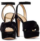 Thumbnail for your product : Charlotte Olympia Knotted Velvet Platform Sandals