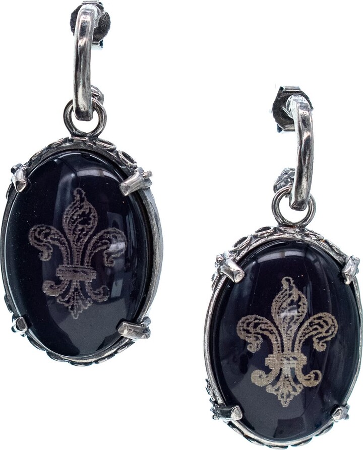 GEM Kingdom Purple / Silver Earrings Deep Purple Fleur-De-Lis