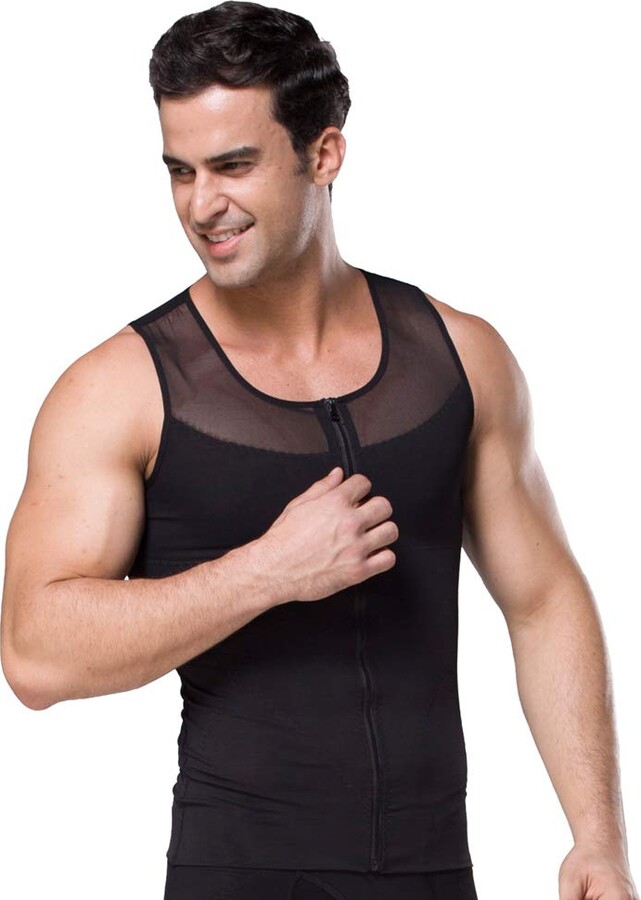 BaronHong Original Zip Up Men's Chest Compression Shirt to Hide