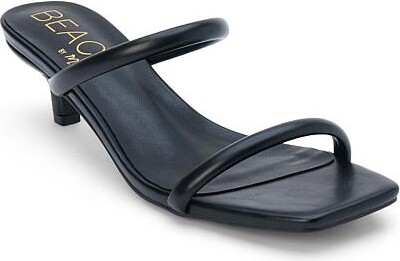 BEACH BY MATISSE Two-Band Sandal with Square Toe & Kitten Heel - Jeanne - Black - Size 9