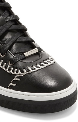 Jimmy Choo Bells Chain-Trimmed Leather Sneakers