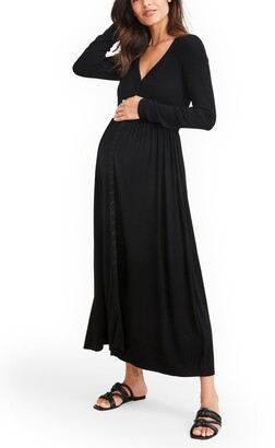 Hatch The Softest Rib Long Sleeve Maternity/Nursing Maxi Dress