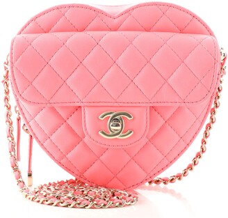 22S CC In Love Heart Zipped Pink Lambskin Quilted Belt Bag LGHW – REDELUXE