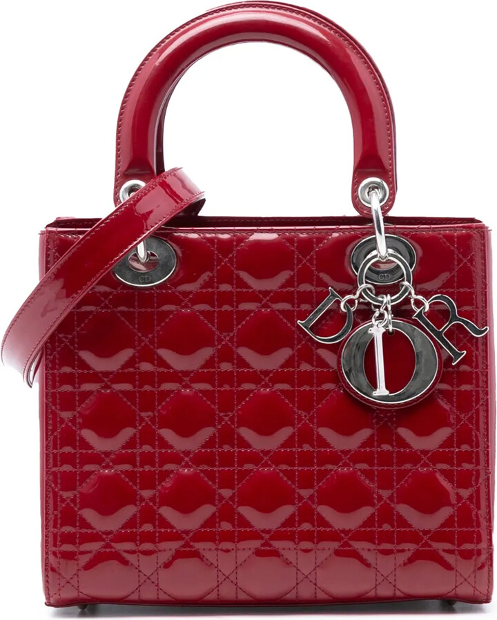 Christian Dior Pre-Owned 2016 Medium Patent Cannage Lady Dior satchel