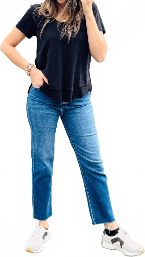 Mod-o-doc Short Sleeve Scoop Neck Tee In Black