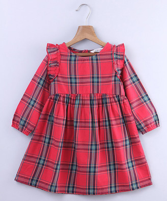 girls red plaid dress