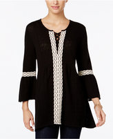 Thumbnail for your product : Style&Co. Style & Co Lace-Trim Lantern-Sleeve Tunic, Only at Macy's