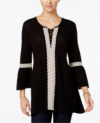 Style&Co. Style & Co Lace-Trim Lantern-Sleeve Tunic, Only at Macy's