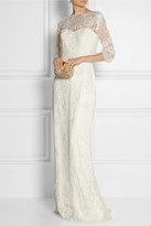 Thumbnail for your product : Marchesa Embellished lace and silk-taffeta gown