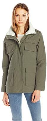 Madden Girl Women's Anorak Parka With Faux Fur Trim Hood