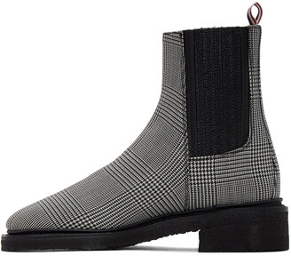 Thom Browne Black & White Houndstooth Chelsea Boots