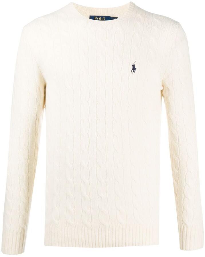 Polo Ralph Lauren Cable-Knit Logo Jumper - ShopStyle Crewneck Sweaters