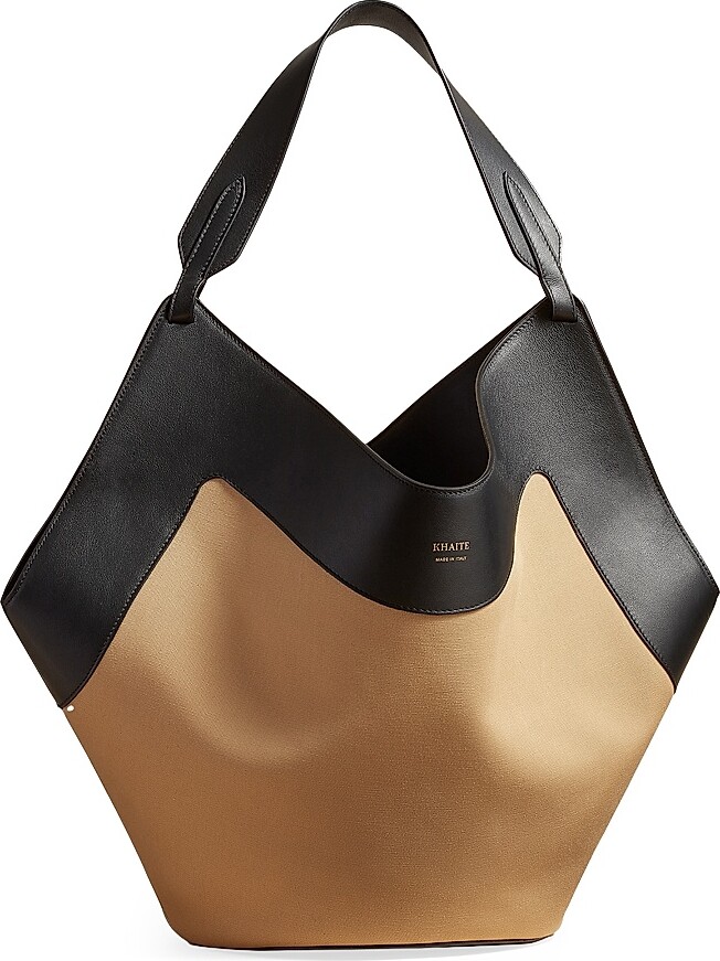 KHAITE Women's Medium Lotus Canvas & Leather Tote Bag - Black Honey