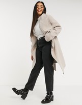 Thumbnail for your product : Forever New curve waterfall wrap coat in mink