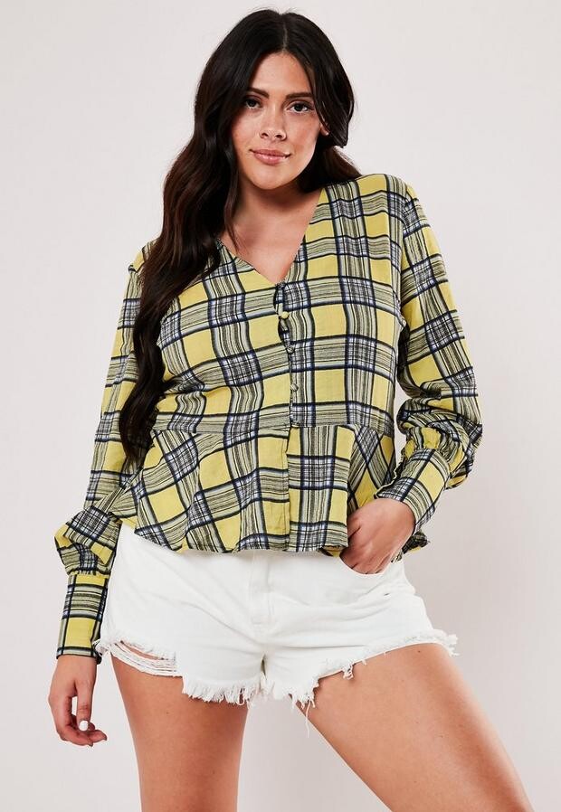 yellow plaid top