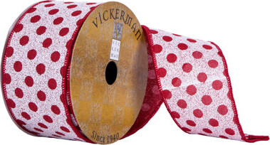 Vickerman 2.5" x 10 Yards Red Dots Pattern Christmas Ribbon