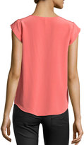 Thumbnail for your product : Joie Half-Button Cap-Sleeve Blouse, Spiced Coral