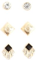 Thumbnail for your product : Charlotte Russe Rhinestone Art Deco Stud Earrings - 3 Pack