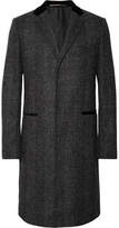 Thumbnail for your product : Givenchy Slim-Fit Velvet-Trimmed Prince of Wales Checked Wool-Blend Coat - Men - Charcoal