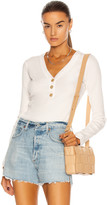 Thumbnail for your product : Citizens of Humanity Scarlett Rib Henley Top in Cream Pink | FWRD