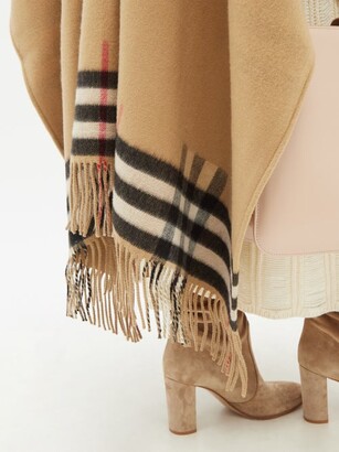 Burberry Giant-check Cashmere And Wool-blend Cape - Beige Multi