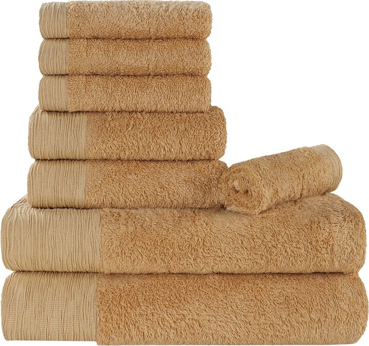 Superior Rayon Eco-Friendly Fluffy Soft Modern Solid 8Pc Towel Set