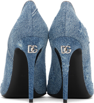 Dolce & Gabbana Blue Patchwork Denim Heels