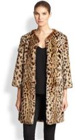 Thumbnail for your product : Adrienne Landau Leopard-Print Rabbit Fur Coat