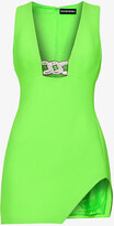 Womens Neon Green/silver Plunge-neck 