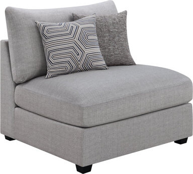 Austin Grey Cushion Back Upholstered Armless Chair With Pillows