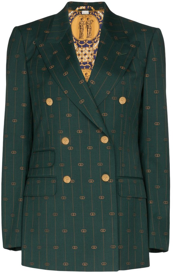Gucci GG print double-breasted blazer - ShopStyle
