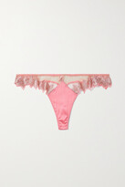 Thumbnail for your product : Fleur Du Mal Superstar Satin And Embroidered Stretch-tulle Thong