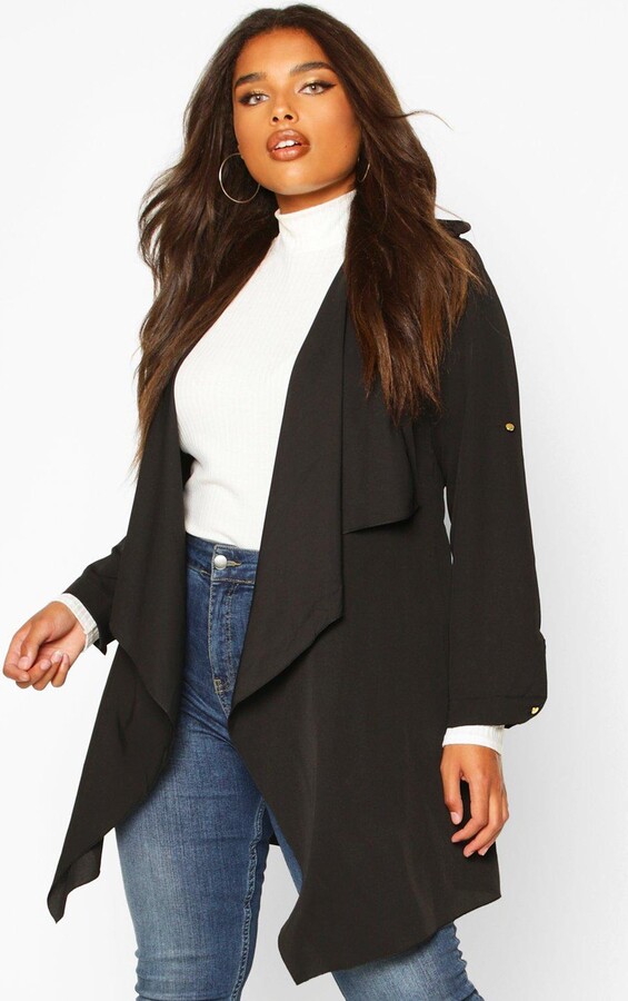 black belted waterfall jacket