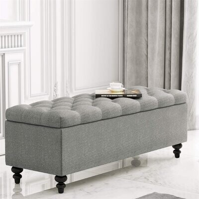 Velvet Fabric Ottoman Tufted Window Seat Storage Bed End Sofa Bench Lounge Room