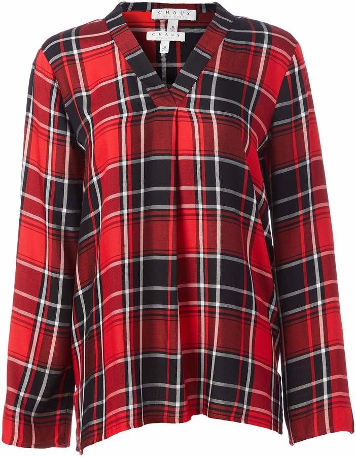 chaus split neck blouse