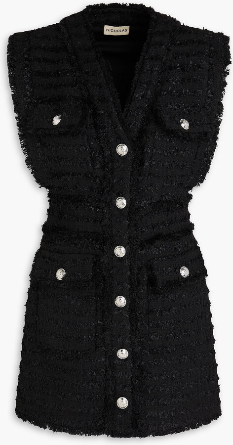 Nicholas Frayed bouclé-tweed mini dress