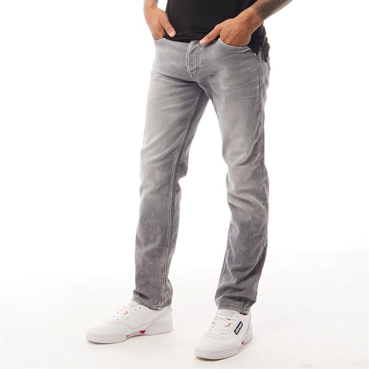 Jack and Jones Mens Tim Leon Ge 067 Slim Fit Jeans Grey Denim - ShopStyle
