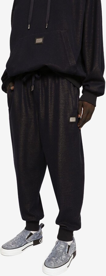 Dolce & Gabbana Denim-Effect Logo Plate Track Pants