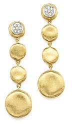 Marco Bicego Pave Diamond Jaipur Drop Earrings in 18K White & Yellow Gold