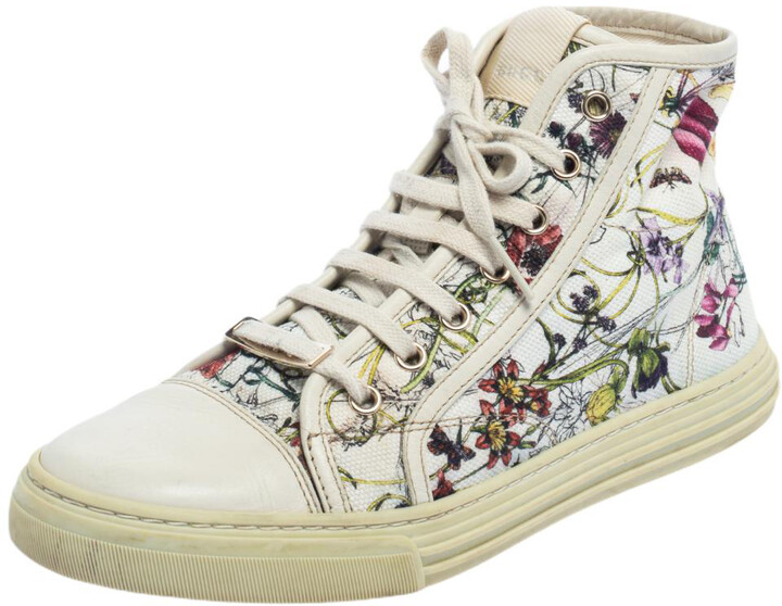 strømper nedsænket Picket Gucci Multicolor Floral Canvas High Top Sneakers Size 37 - ShopStyle