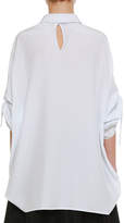Thumbnail for your product : Jil Sander Spread-Collar Drawstring-Sleeves Button-Front Silk Blouse