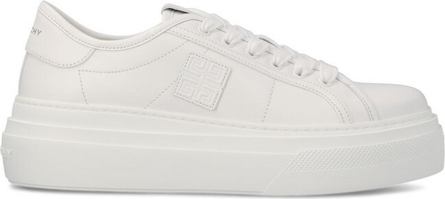 Givenchy White Lace Up Logo Print Sneakers 37 – THE CLOSET