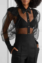 Thumbnail for your product : KHAITE Bell Glittered Flocked Tulle Shirt - Black