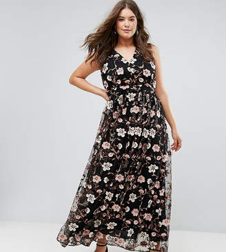 Truly You All Over Embroidered V Neck Maxi Dress