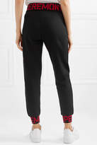 Thumbnail for your product : Opening Ceremony Intarsia-trimmed Cotton-jersey Track Pants - Black