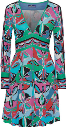 Emilio Pucci Pleated Printed Jersey Mini Dress